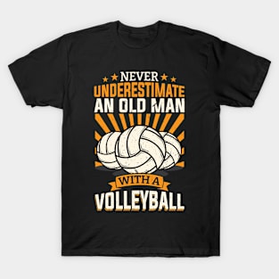 Old Man With Volleyball T-Shirt